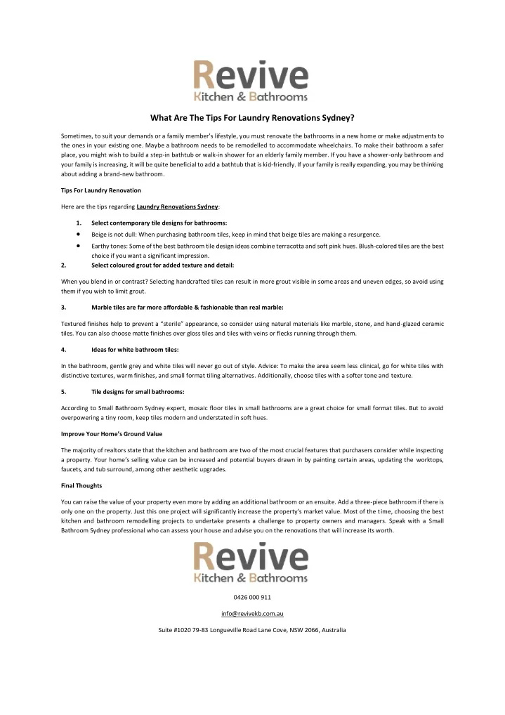 PPT - What Are The Tips For Laundry Renovations Sydney PowerPoint Presentation - ID:12957741