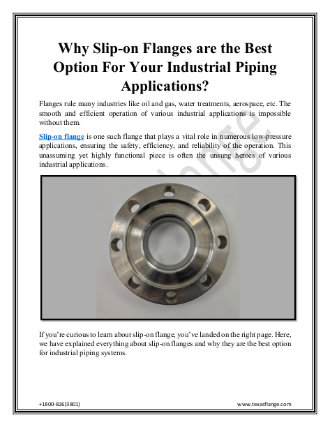 Why Slip on Flanges are the Best Option For Your Industrial Piping Applications